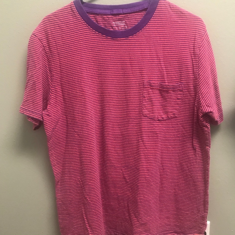 Urban Outfitters Purple/Pink Striped Pocket Tee